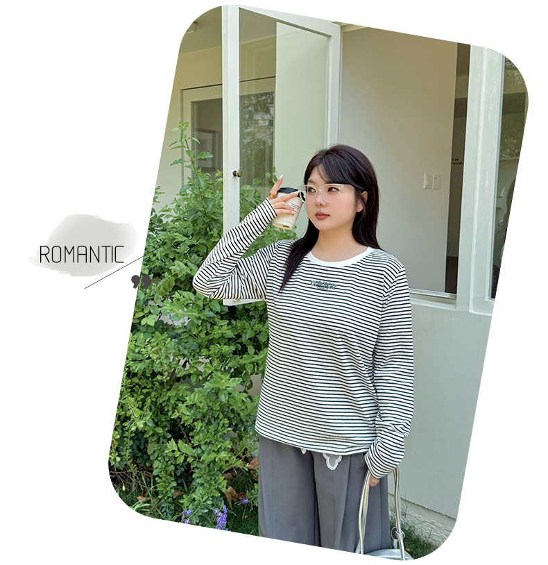 大きいサイズ レディース レインボーカラードットストライプロングTシャツ LL 3L 4L 5L