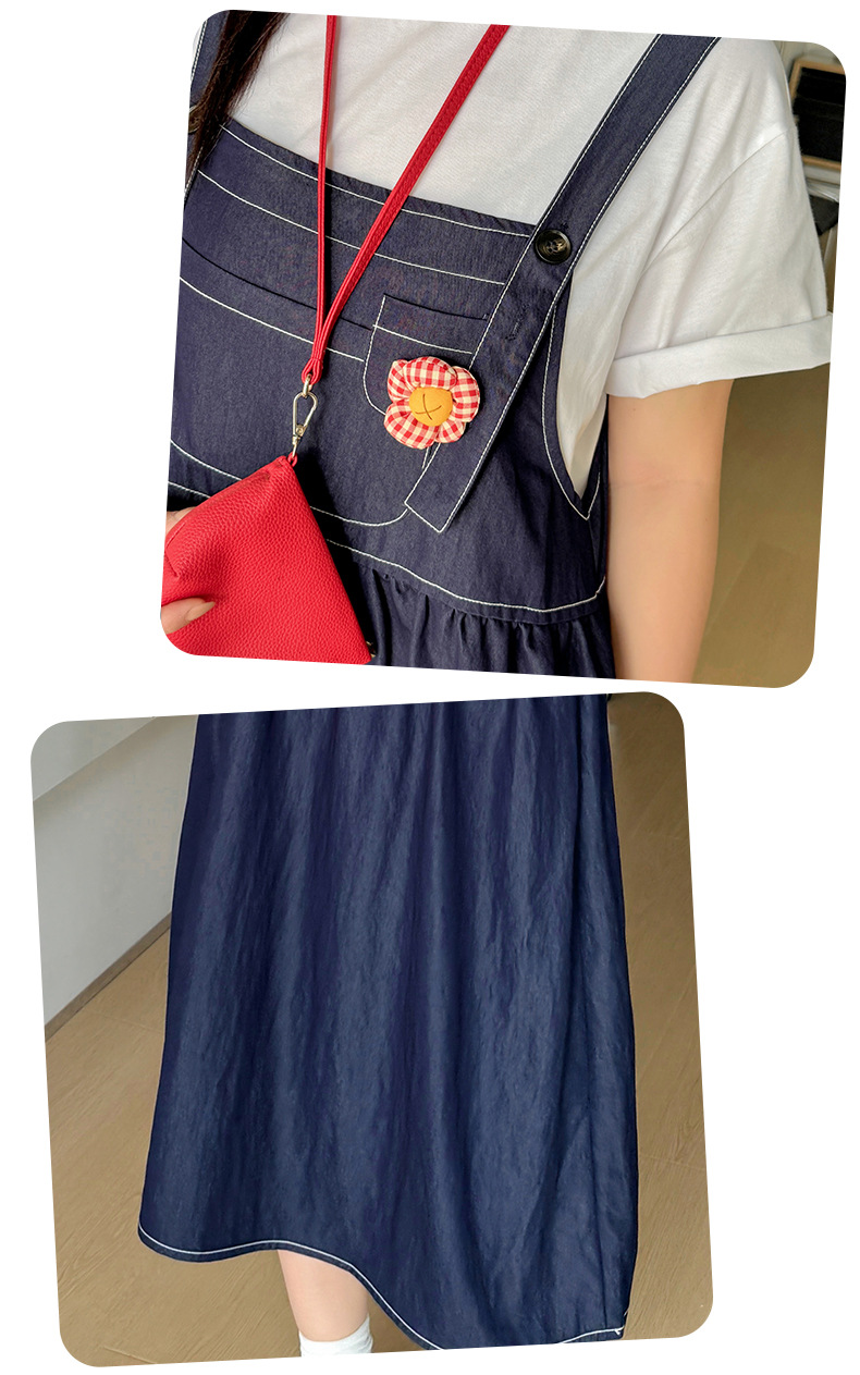 大きいサイズ レディース 花飾り付デニムサロペット LL 3L 4L 5L