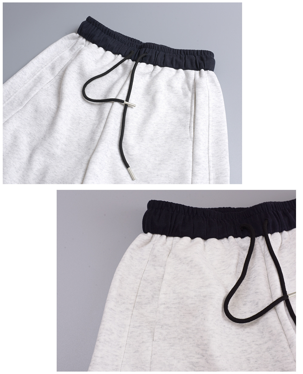 大きいサイズ レディース ニットコントラストウエストバンドストレートカジュアルパンツ LL 3L 4L 5L