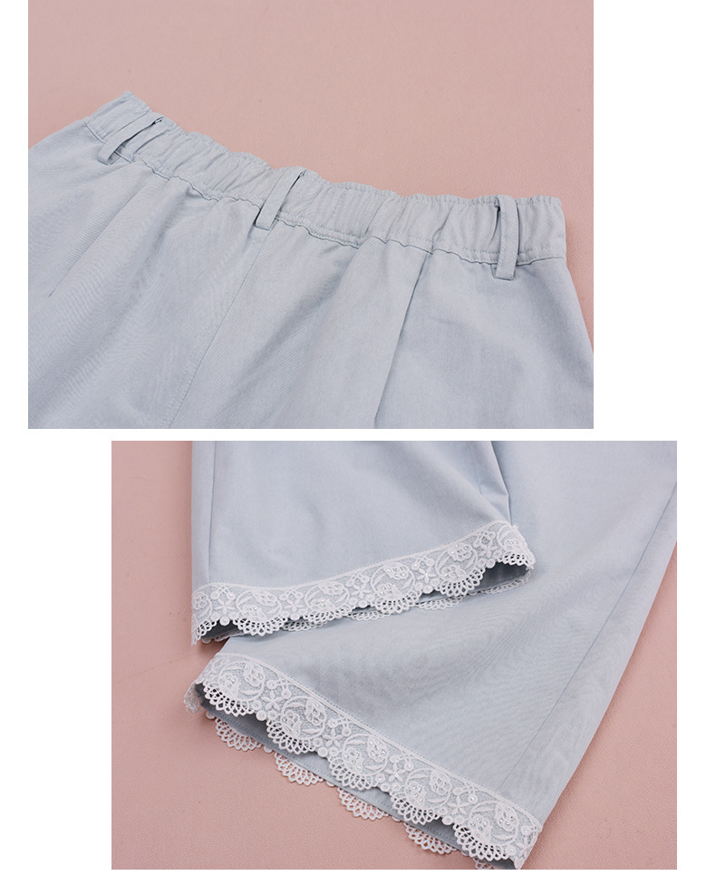 大きいサイズ レディース レースクロップドワイドレッグデニムパンツ LL 3L 4L 5L