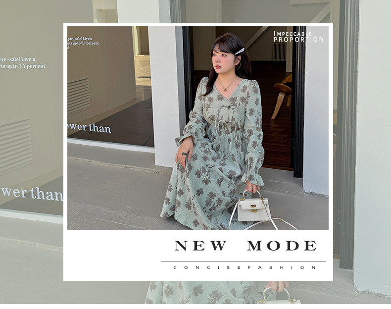 大きいサイズ レディース Vネック花柄プリントチャイナ風レトロワンピース LL 3L 4L 5L