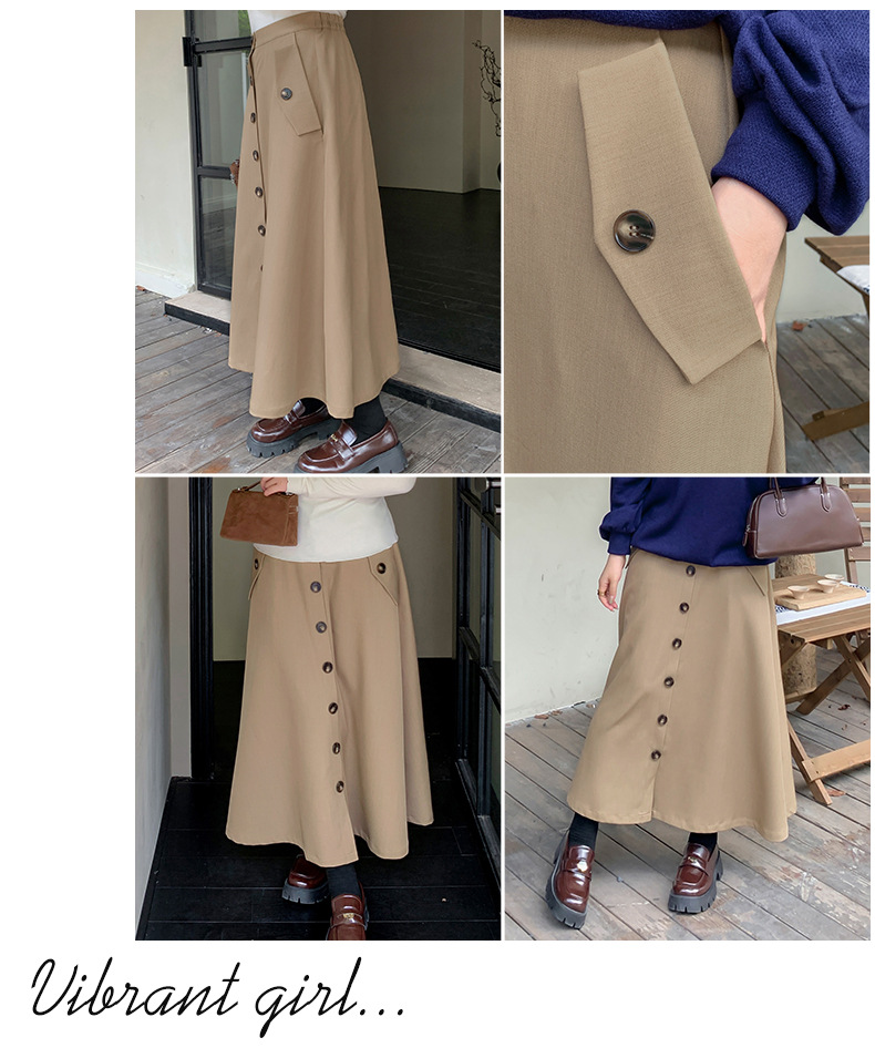 大きいサイズ レディース フロントボタンデザインAラインスカート LL 3L 4L 5L