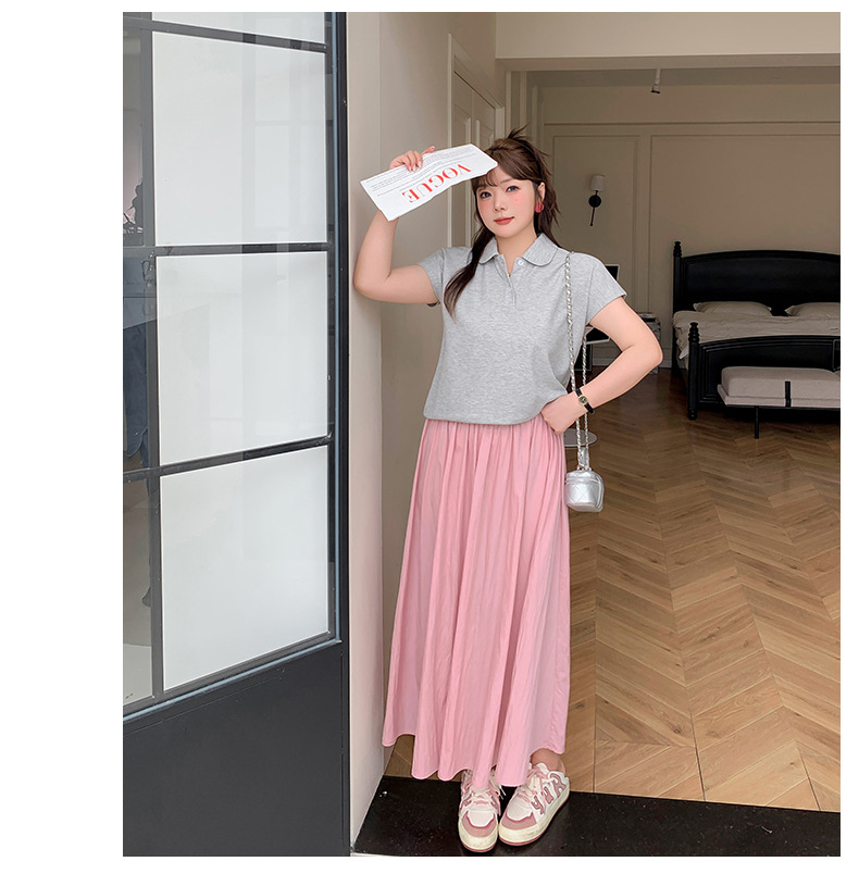 大きいサイズ レディース 丸襟付き半袖ラグランシャツ LL 3L 4L 5L