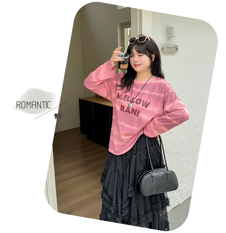 大きいサイズ レディース ワイドストライプグラデーションプリントニットロングTシャツ LL 3L 4L 5L