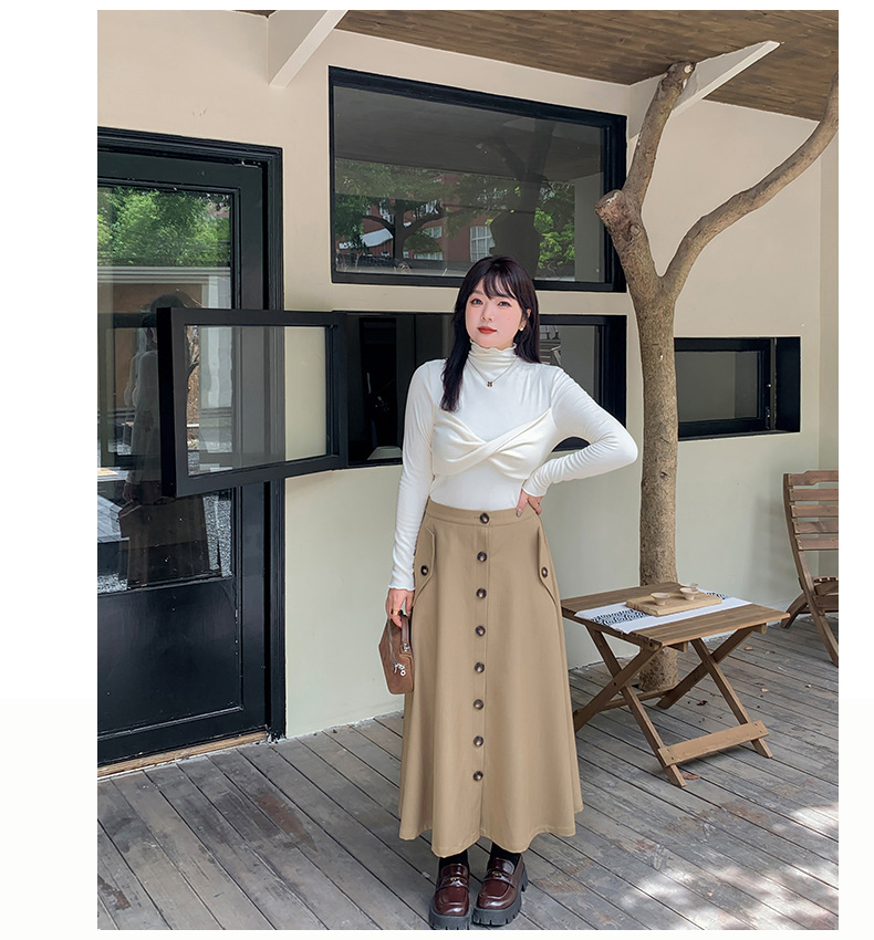 大きいサイズ レディース フロントボタンデザインAラインスカート LL 3L 4L 5L