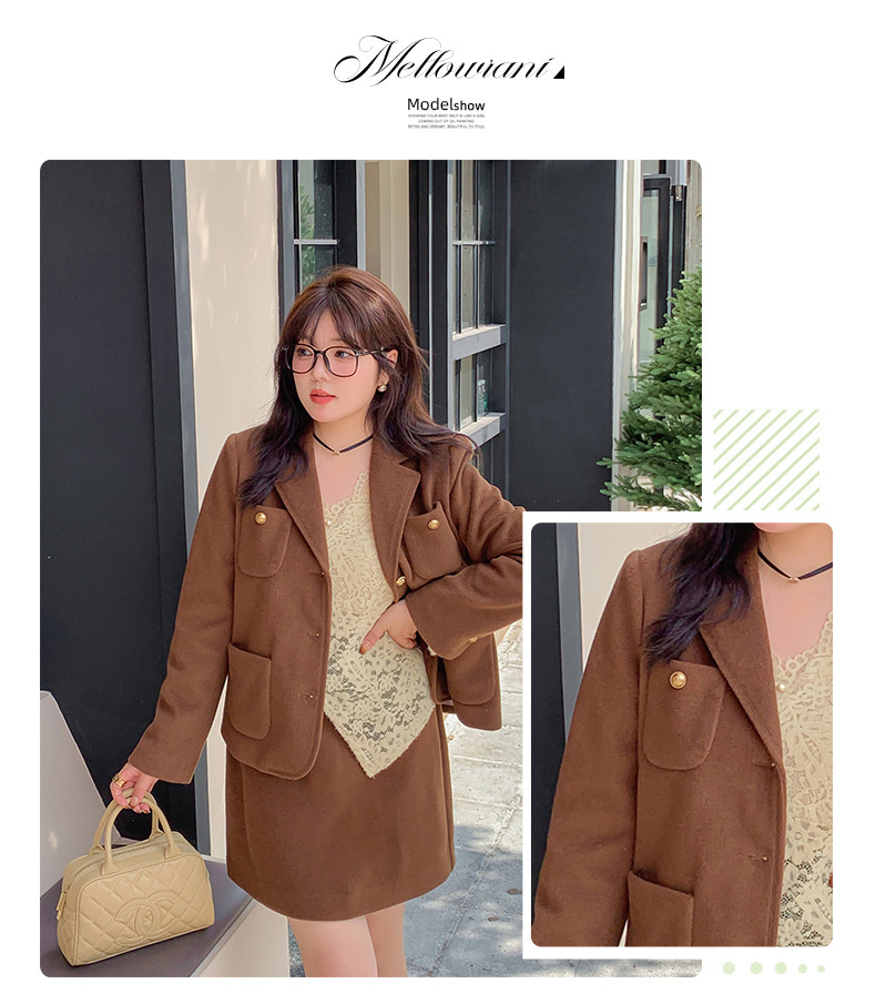 大きいサイズ レディース エレガント厚手セットアップスーツ(ジャケット+スカート) LL 3L 4L 5L