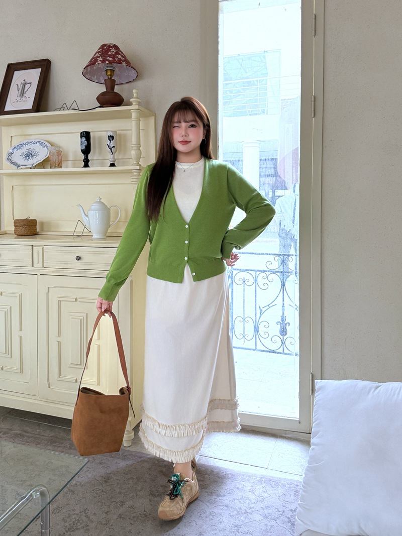 大きいサイズ レディース フェイクツーピースニットカーディガン LL 3L 4L 5L