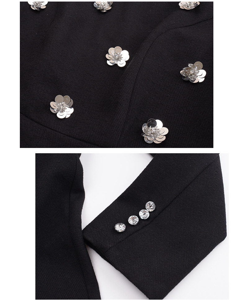 大きいサイズ レディース スパンコールスクエアネックブラックワンピース LL 3L 4L 5L