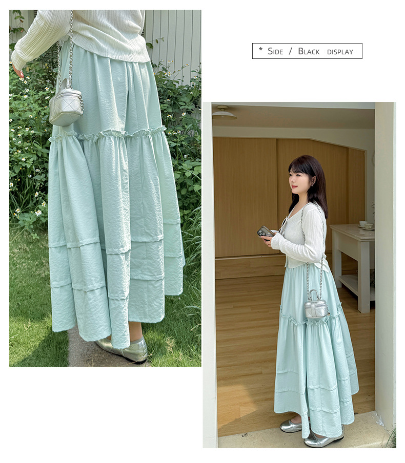 大きいサイズ レディース 花のつぼみ型ふんわりフリルロングスカート LL 3L 4L 5L