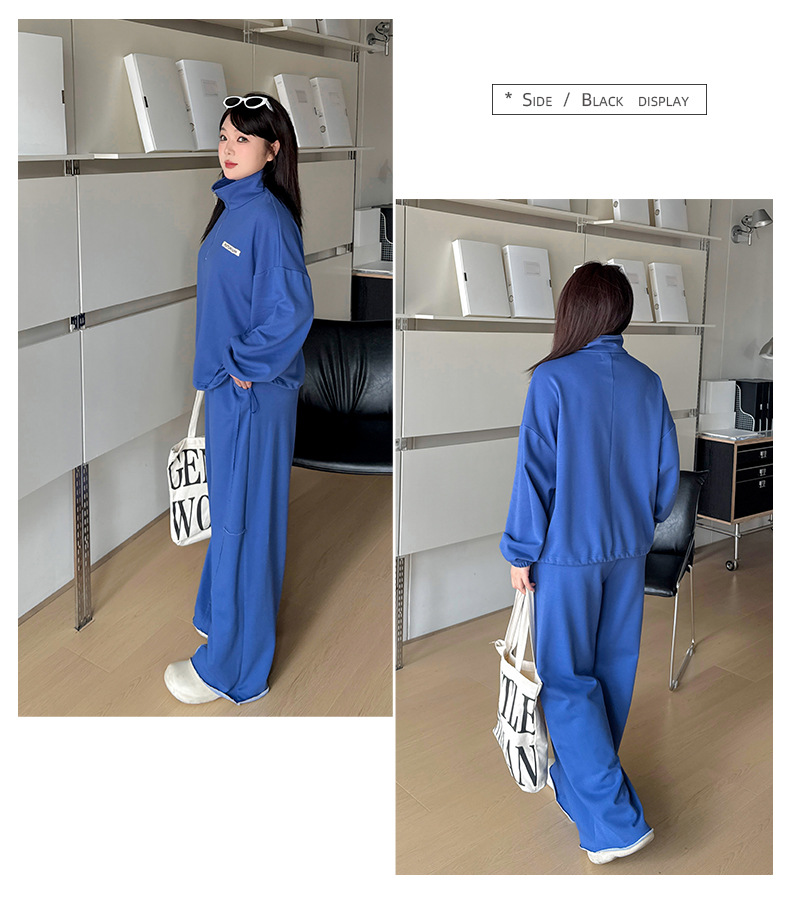 大きいサイズ レディース スタンドカラースウェットカジュアルセットアップ LL 3L 4L 5L