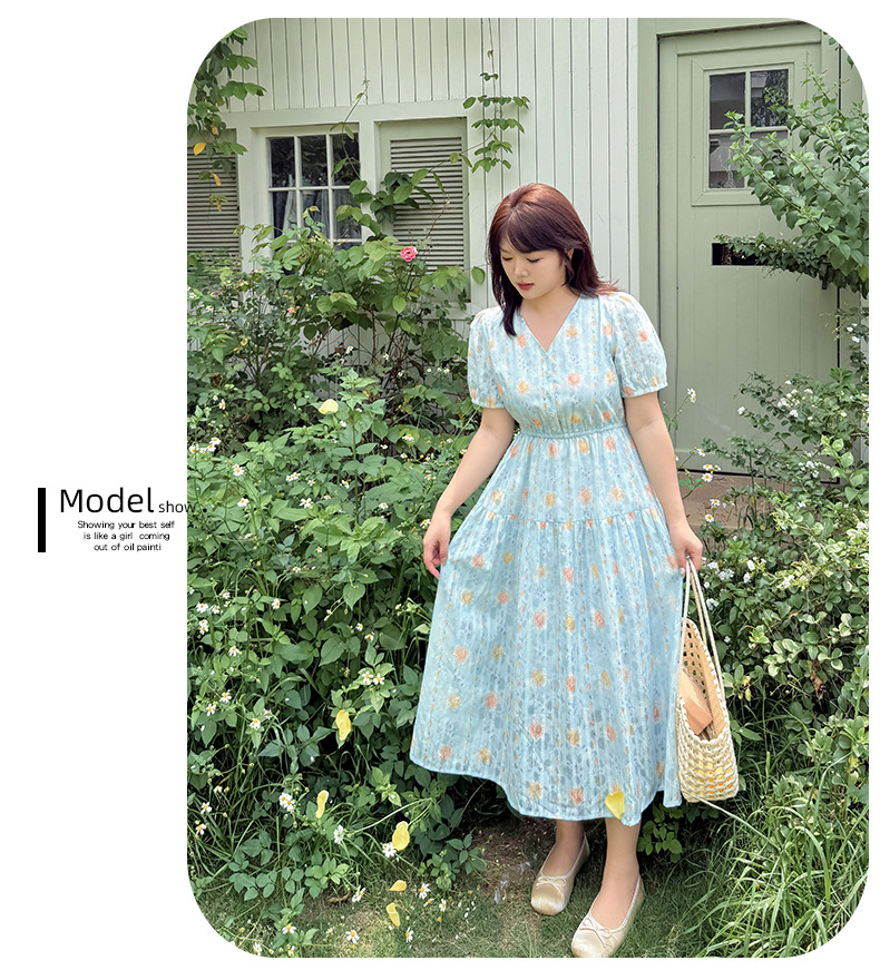 大きいサイズ レディース Vネック花柄ジャカードロングワンピース LL 3L 4L 5L