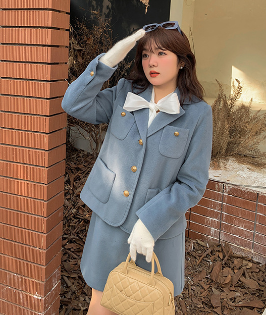 大きいサイズ レディース エレガント厚手セットアップスーツ(ジャケット+スカート) LL 3L 4L 5L