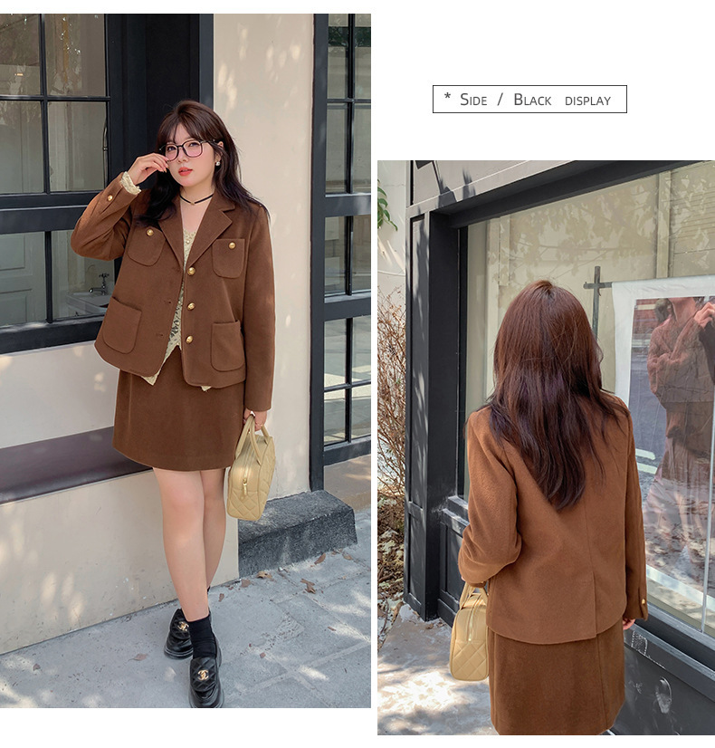 大きいサイズ レディース エレガント厚手セットアップスーツ(ジャケット+スカート) LL 3L 4L 5L