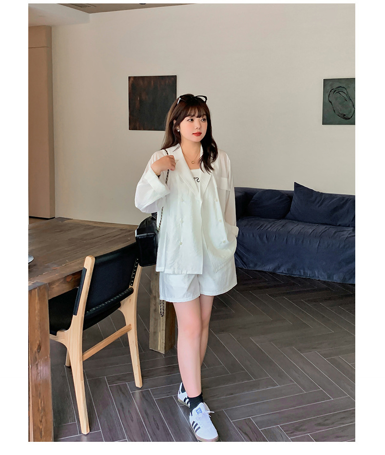 大きいサイズ レディース スーツスタイルラグランスリーブジャケット+ショートパンツ2点セット LL 3L 4L 5L