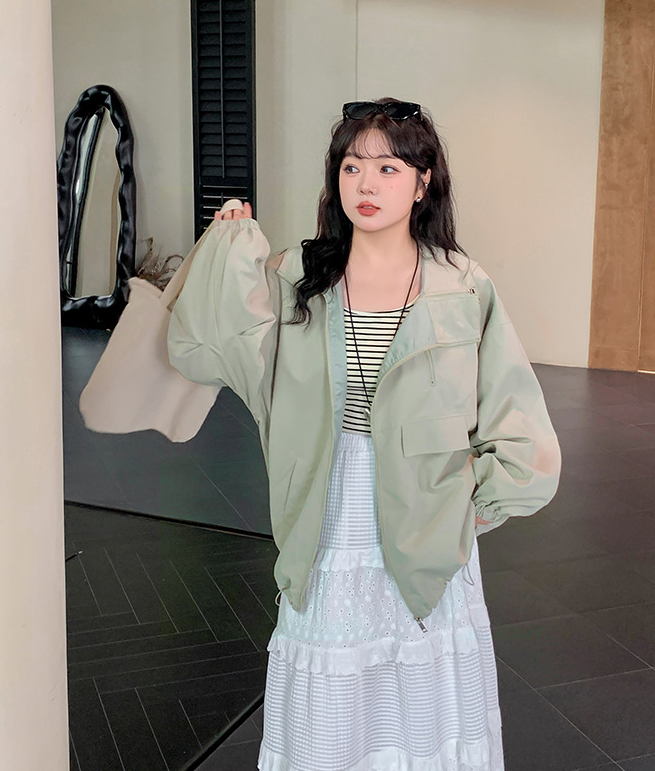 大きいサイズ レディース ダブルジッパーフード付きカジュアルジャケット LL 3L 4L