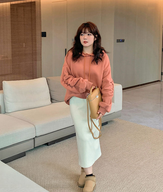 大きいサイズ レディース ストレートチューブミルキーホワイトロングスカート LL 3L 4L 5L