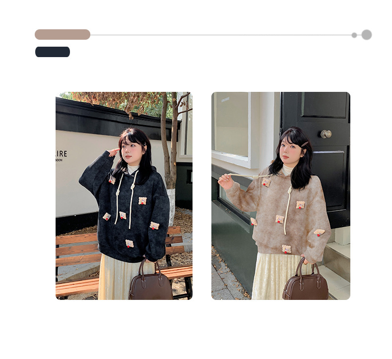 大きいサイズ レディース マスコット付きベルベットスウェットパーカー LL 3L 4L 5L