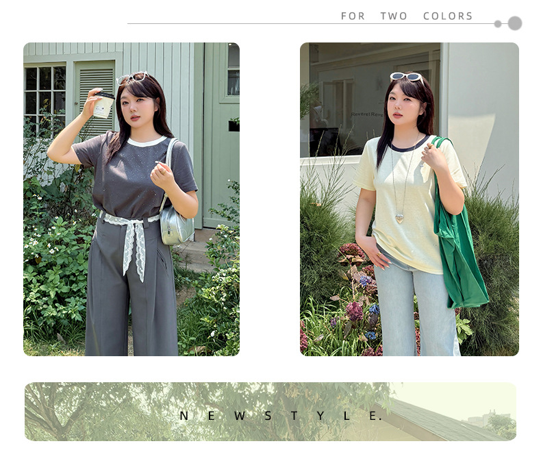 大きいサイズ レディース ラウンドネックシルバーフレーク半袖Tシャツ LL 3L 4L 5L