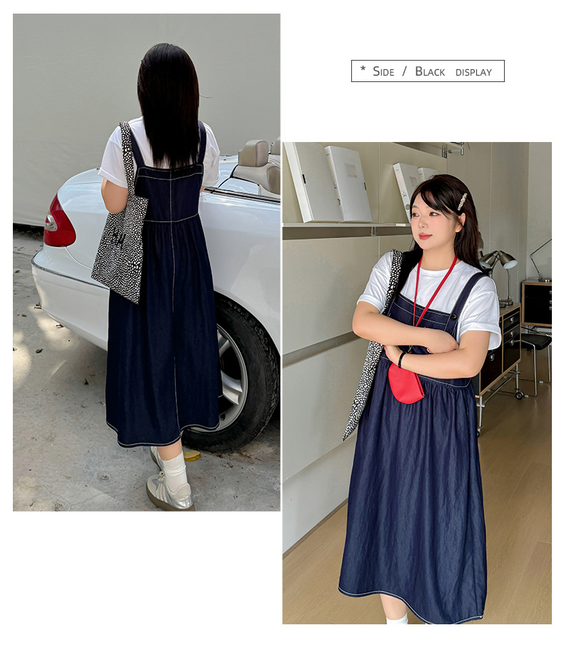 大きいサイズ レディース 花飾り付デニムサロペット LL 3L 4L 5L