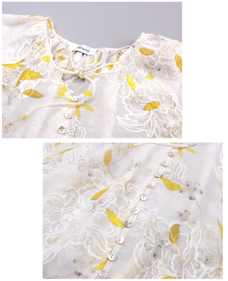 大きいサイズ レディース Vネック花柄のジャカード刺繍プリントブラウスシャツ LL 3L 4L 5L
