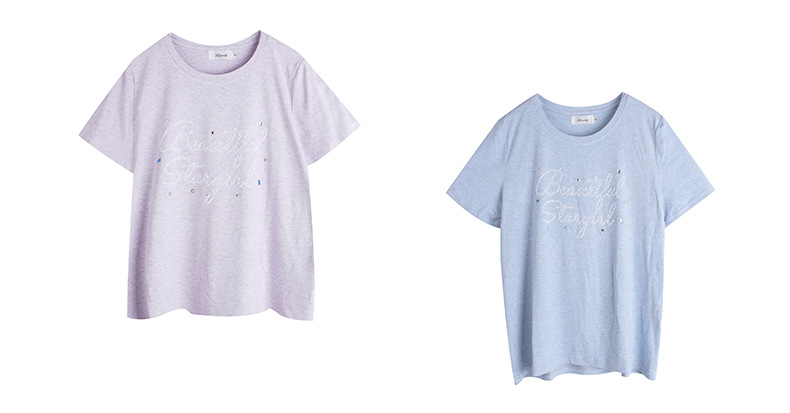 大きいサイズ レディース ビーズロゴ半袖カジュアルTシャツ LL 3L 4L 5L