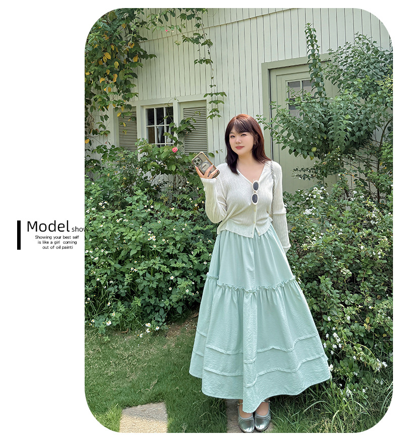 大きいサイズ レディース 花のつぼみ型ふんわりフリルロングスカート LL 3L 4L 5L