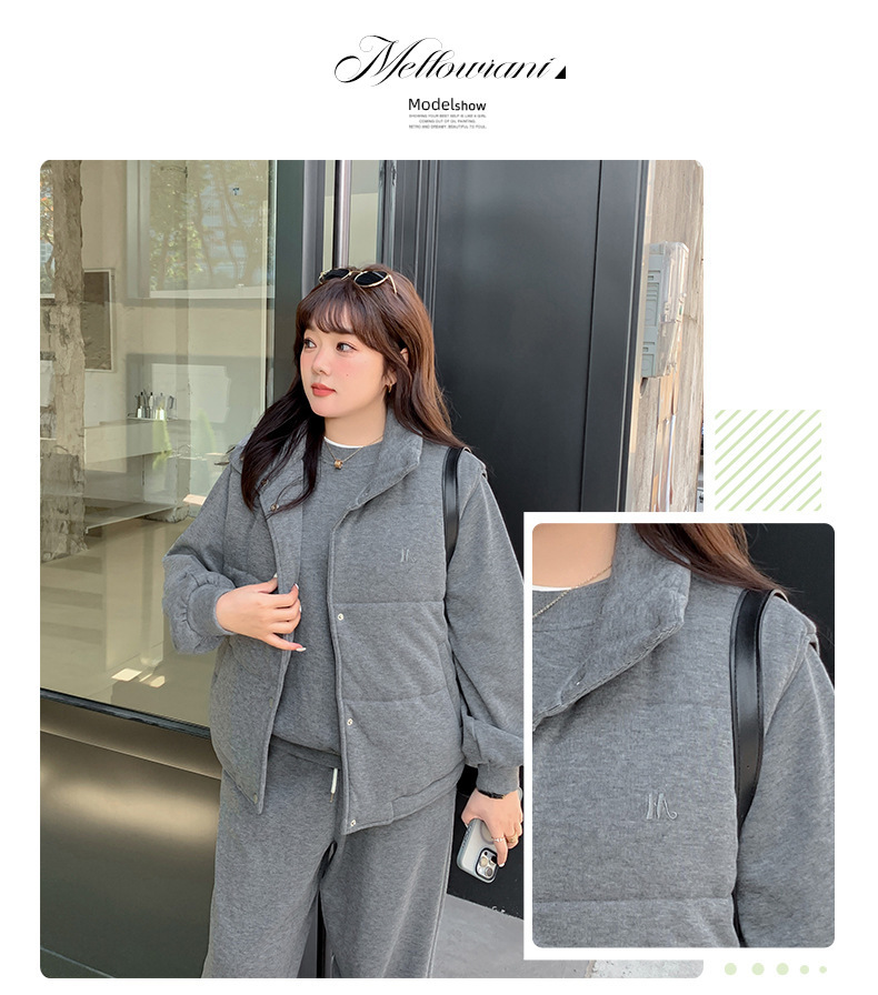 大きいサイズ レディース スリーピース(ベスト・シャツ・パンツ)ベルベットカジュアルスウェット LL 3L 4L 5L