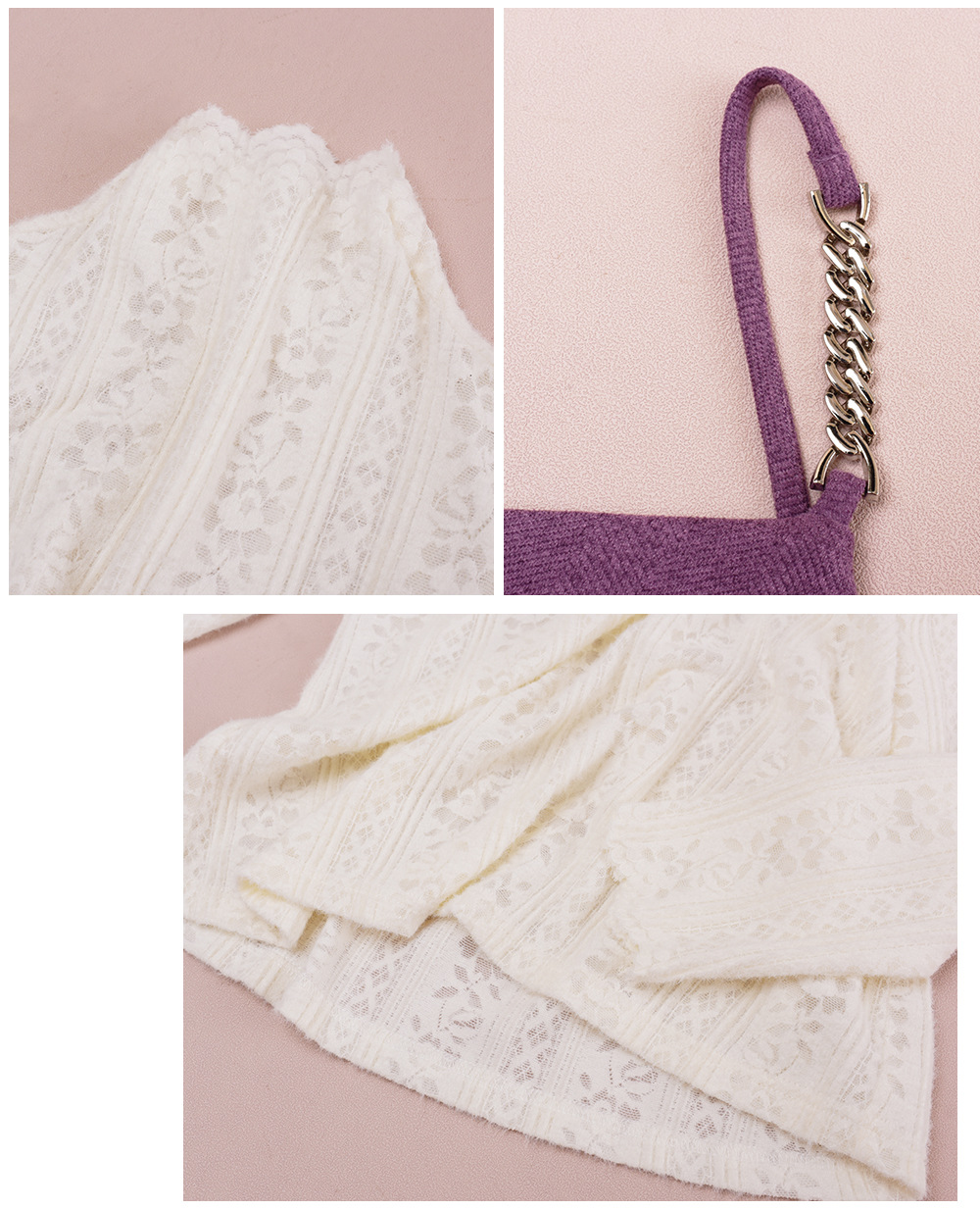 大きいサイズ レディース ツーピースセット(レーストップス+スリップワンピース) LL 3L 4L 5L