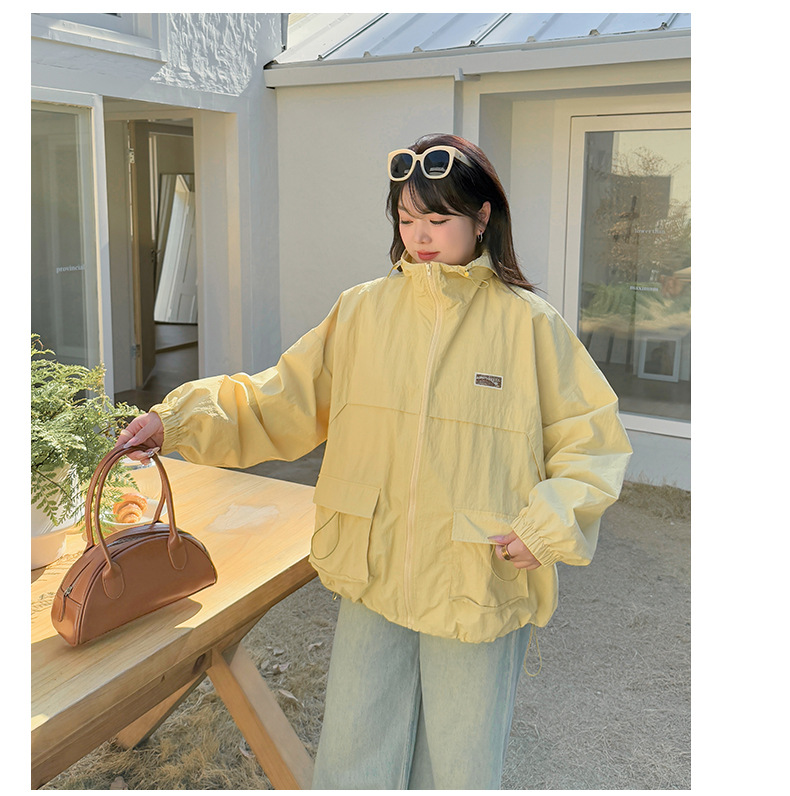 大きいサイズ レディース フード付きカジュアルワークウェアジャケット 3L 4L 5L