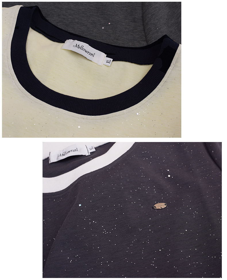 大きいサイズ レディース ラウンドネックシルバーフレーク半袖Tシャツ LL 3L 4L 5L