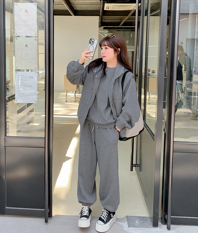 大きいサイズ レディース スリーピース(ベスト・シャツ・パンツ)ベルベットカジュアルスウェット LL 3L 4L 5L