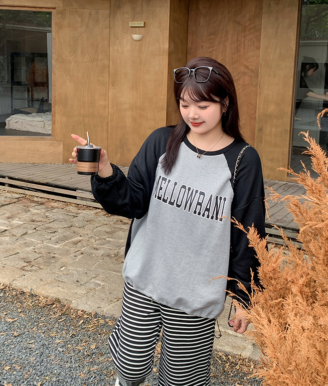大きいサイズ レディース アメリカンラグランスリーブレタープリントスウェット LL 3L 4L 5L