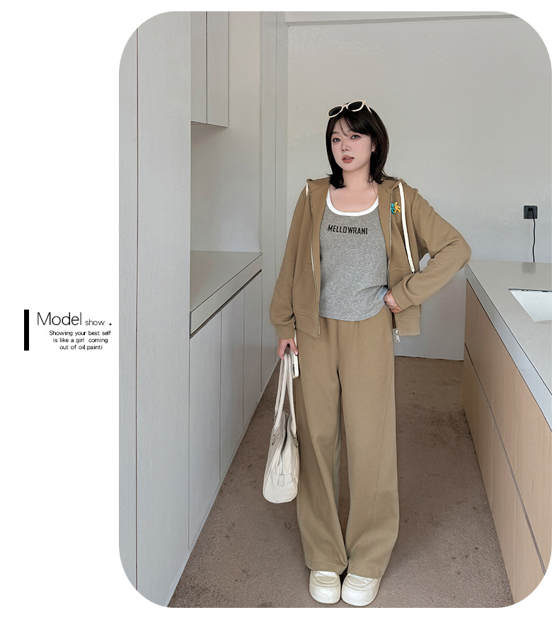 大きいサイズ レディース ミニベアー付きカジュアルスウェットセットアップ(パーカー+パンツ) LL 3L 4L 5L