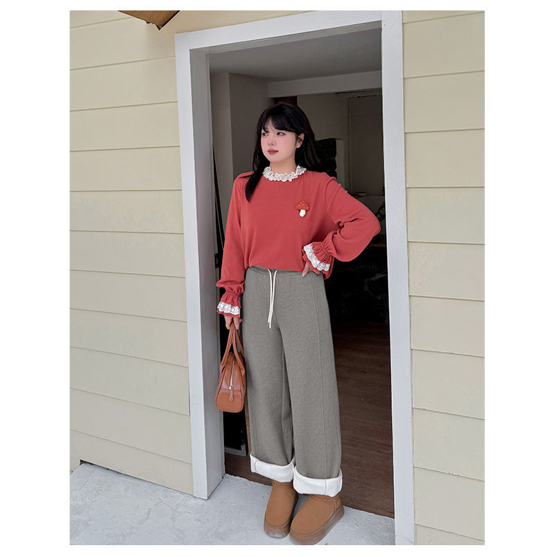 大きいサイズ レディース 厚手ピットニットカジュアルパンツ LL 3L 4L 5L