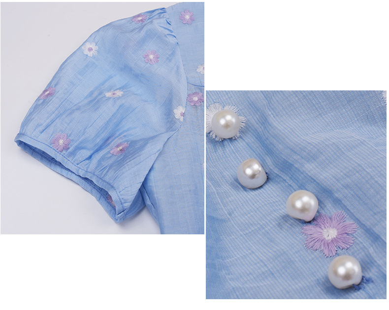 大きいサイズ レディース スクエアネック小花刺繍ワンピース LL 3L 4L 5L