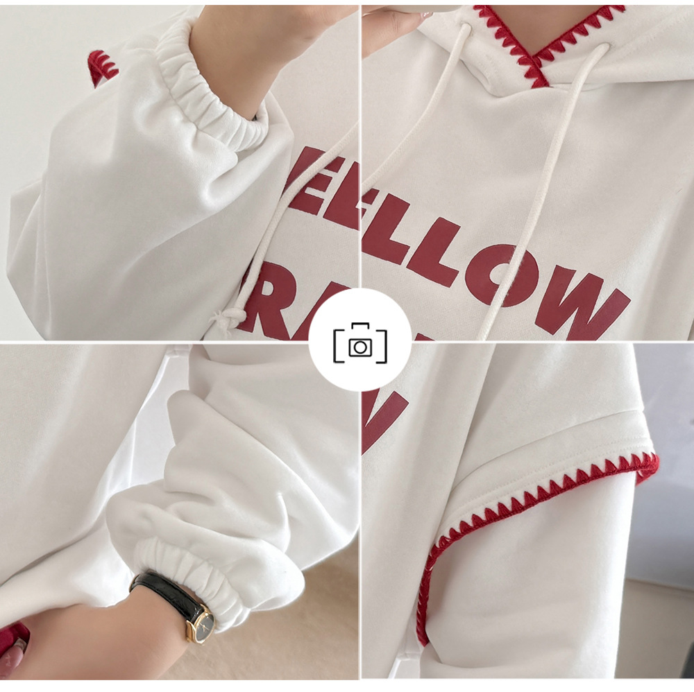 大きいサイズ レディース フード付きコントラストステッチスウェットシャツパーカー LL 3L 4L 5L