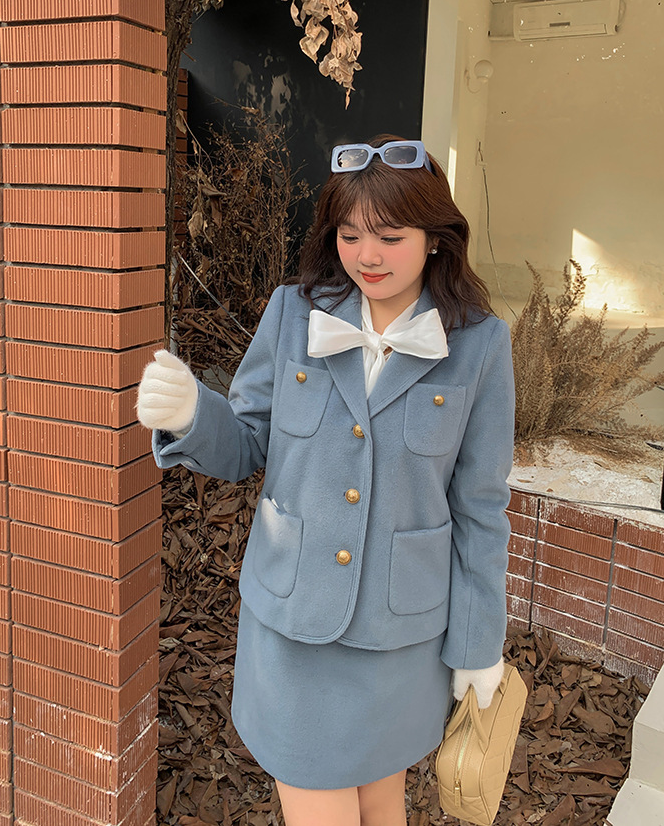 大きいサイズ レディース エレガント厚手セットアップスーツ(ジャケット+スカート) LL 3L 4L 5L