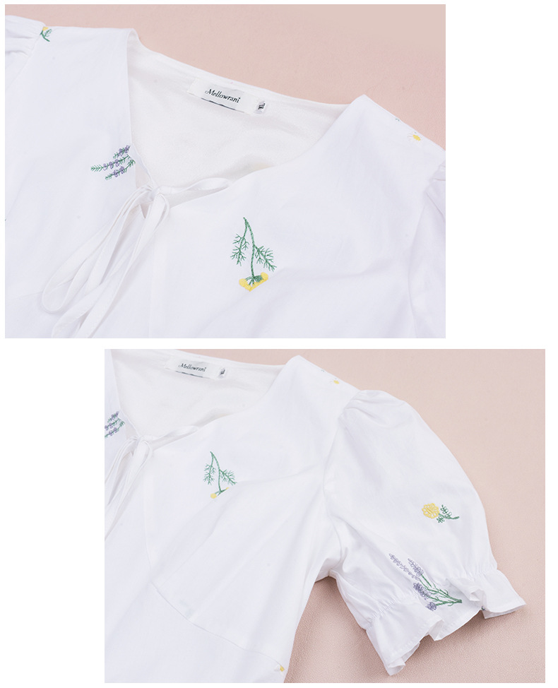大きいサイズ レディース 草花刺繍入りリボンコットンティアードワンピース LL 3L 4L 5L
