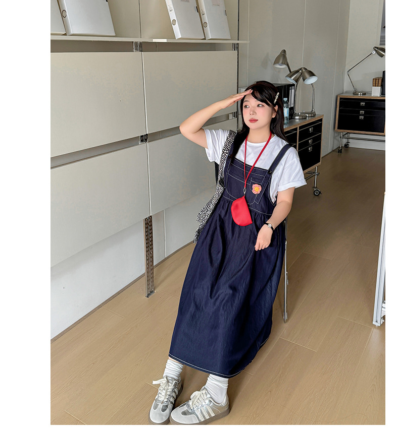 大きいサイズ レディース 花飾り付デニムサロペット LL 3L 4L 5L