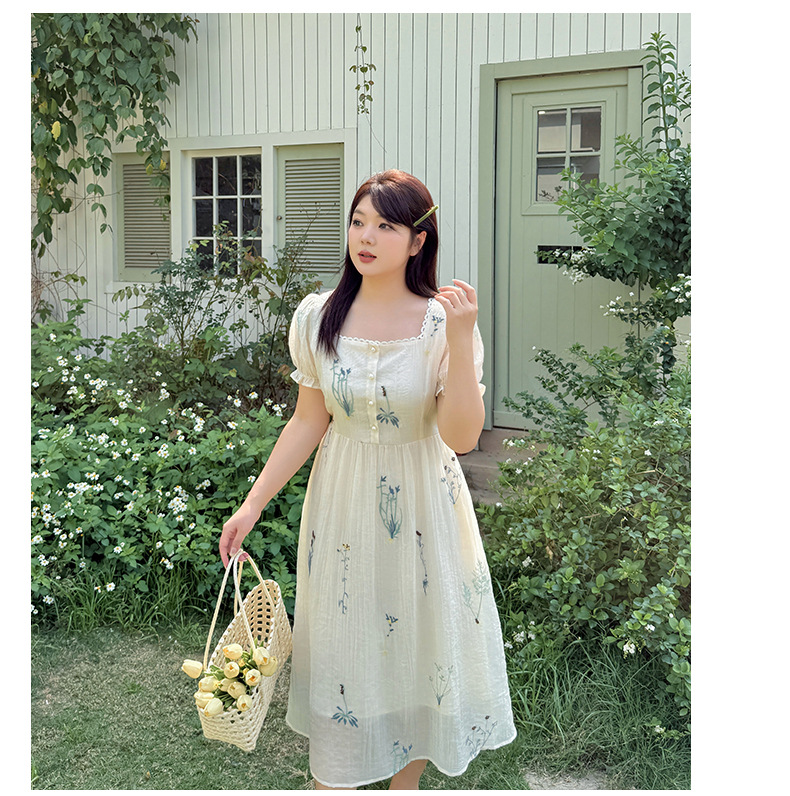 大きいサイズ レディース 花柄刺繍入りレースワンピース LL 3L 4L 5L