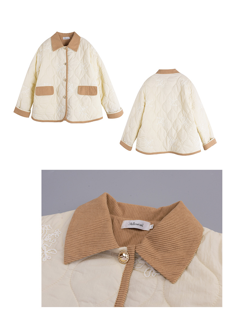 大きいサイズ レディース 刺繍入りキルティングコーデュロイジャケット LL 3L 4L