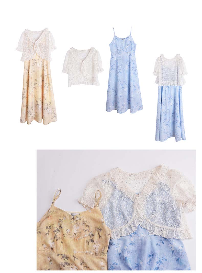 大きいサイズ レディース レースボレロ+サスペンダーツーピース花柄ロングワンピース LL 3L 4L 5L