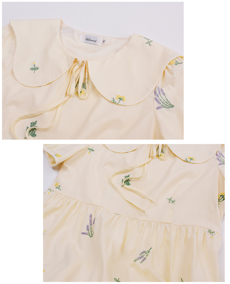 大きいサイズ レディース 小花刺繍レースアップワンピース LL 3L 4L 5L