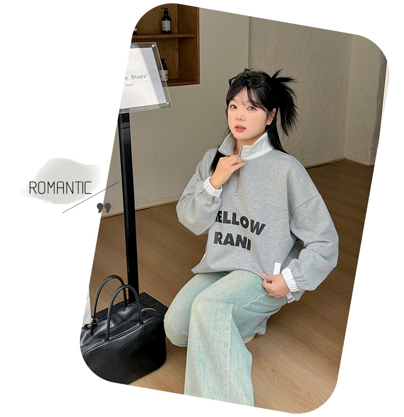大きいサイズ レディース スタンドカラーアメリカンステッチスウェットシャツ LL 3L 4L