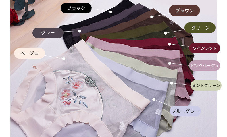 大きいサイズ レディース チャイナ風レトロフラワープリントセクシーメッシュショーツ F フリーサイズ