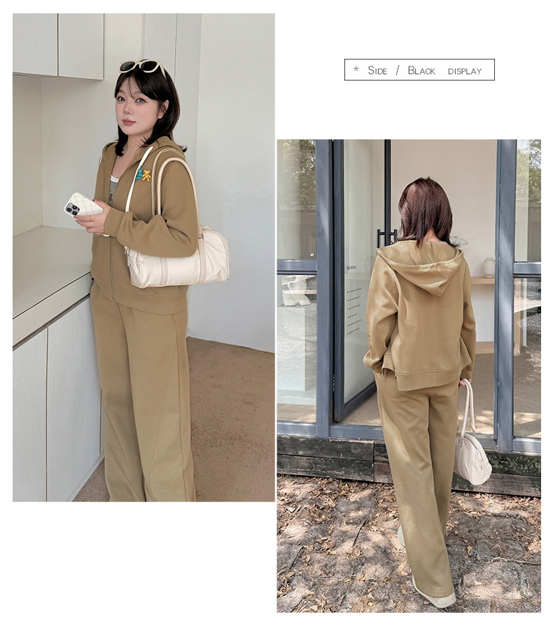 大きいサイズ レディース ミニベアー付きカジュアルスウェットセットアップ(パーカー+パンツ) LL 3L 4L 5L