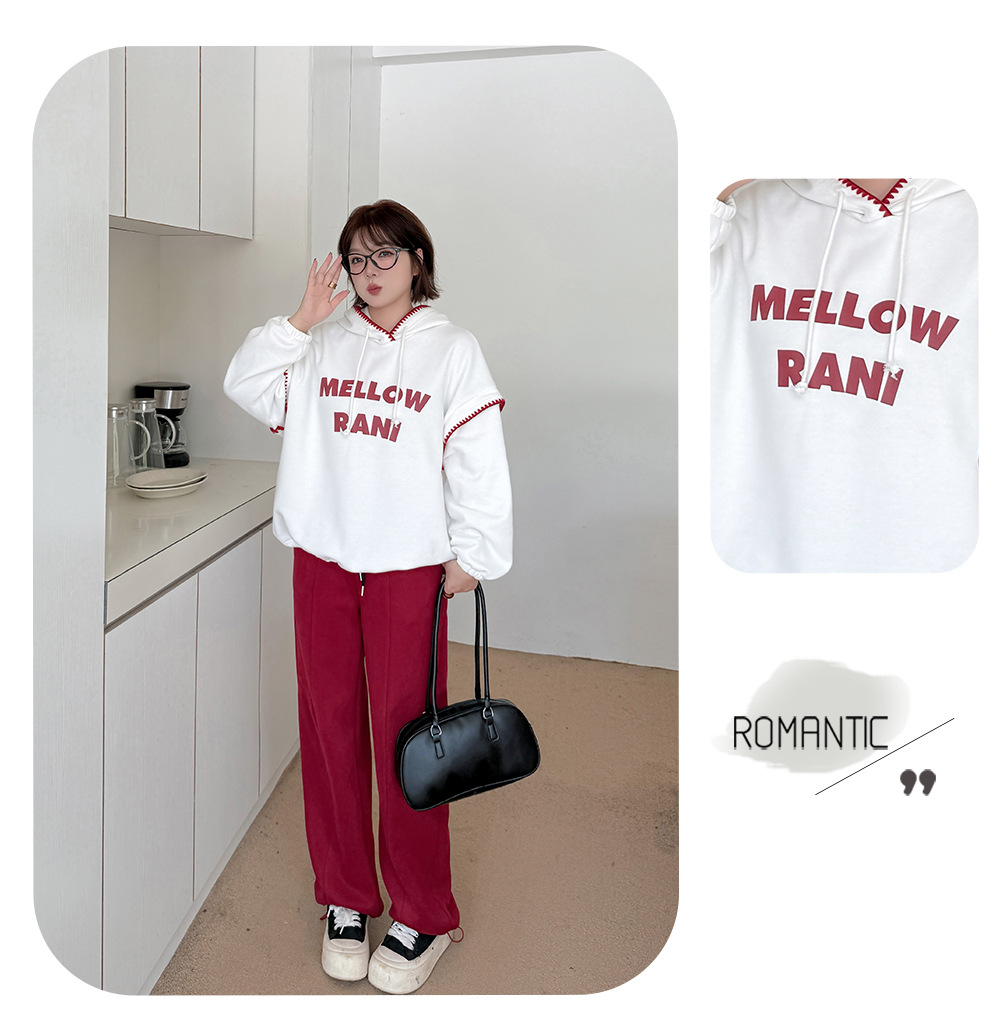 大きいサイズ レディース フード付きコントラストステッチスウェットシャツパーカー LL 3L 4L 5L