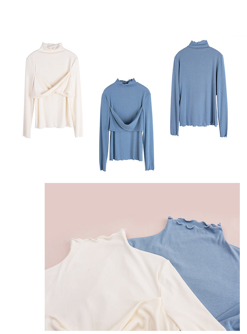 大きいサイズ レディース 韓国風ツイストデザインボトミングシャツ LL 3L 4L 5L