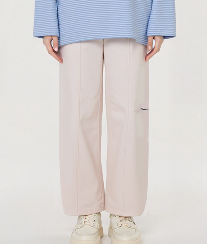 大きいサイズ レディース 刺繍ロゴニットカジュアルストレートパンツ LL 3L 4L 5L