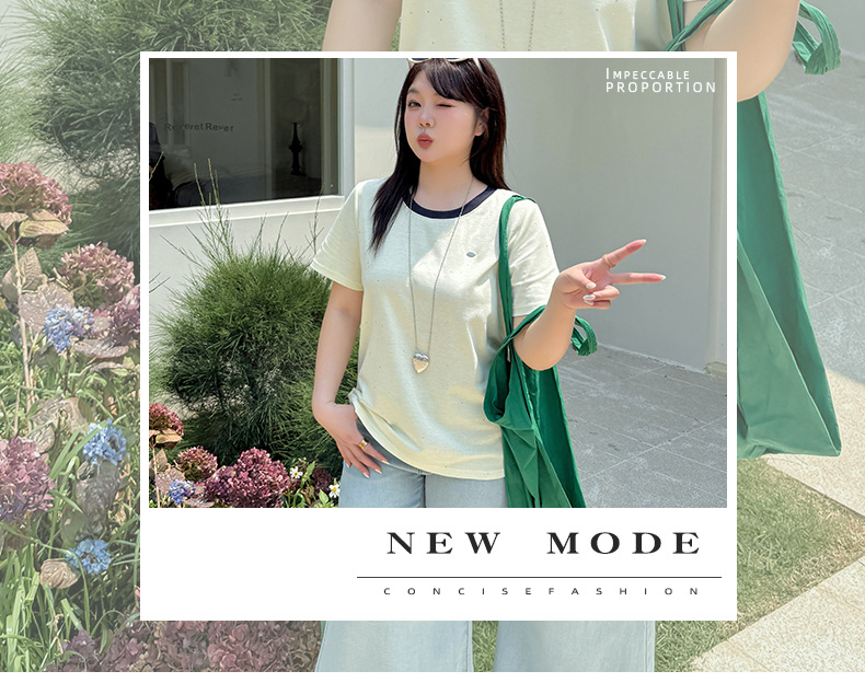 大きいサイズ レディース ラウンドネックシルバーフレーク半袖Tシャツ LL 3L 4L 5L